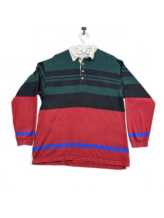 G.H. Bass & Co. Other - Vintage G.H. Bass & Co. Rugby Polo Shirt Green Navy Red Striped Men's M